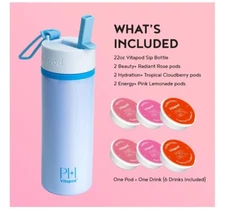 Paris Hilton x Vitapod 22oz Pearlescent Water Bottle & 6 Drink Mix Pod Sampler