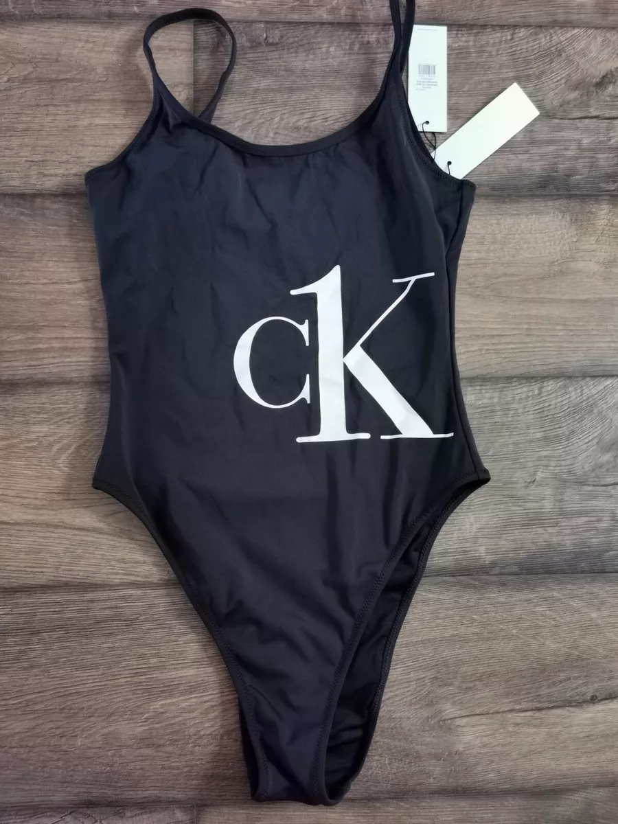 Calvin Klein Scoop Back One Piece Swimsuit Black Women's UK Size S BRAND NEW