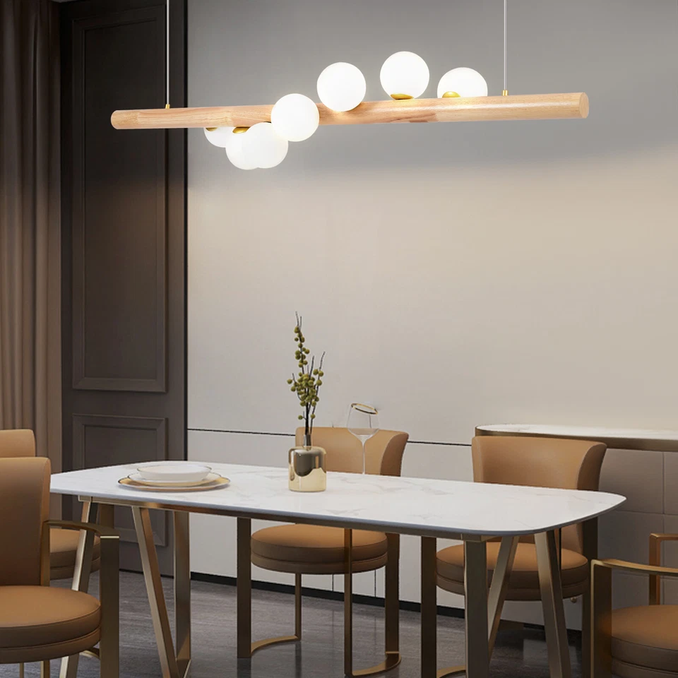 Lámpara colgante de 7 cabezales lámpara de techo con burbujas de vidrio lineal Foto 3 de 4