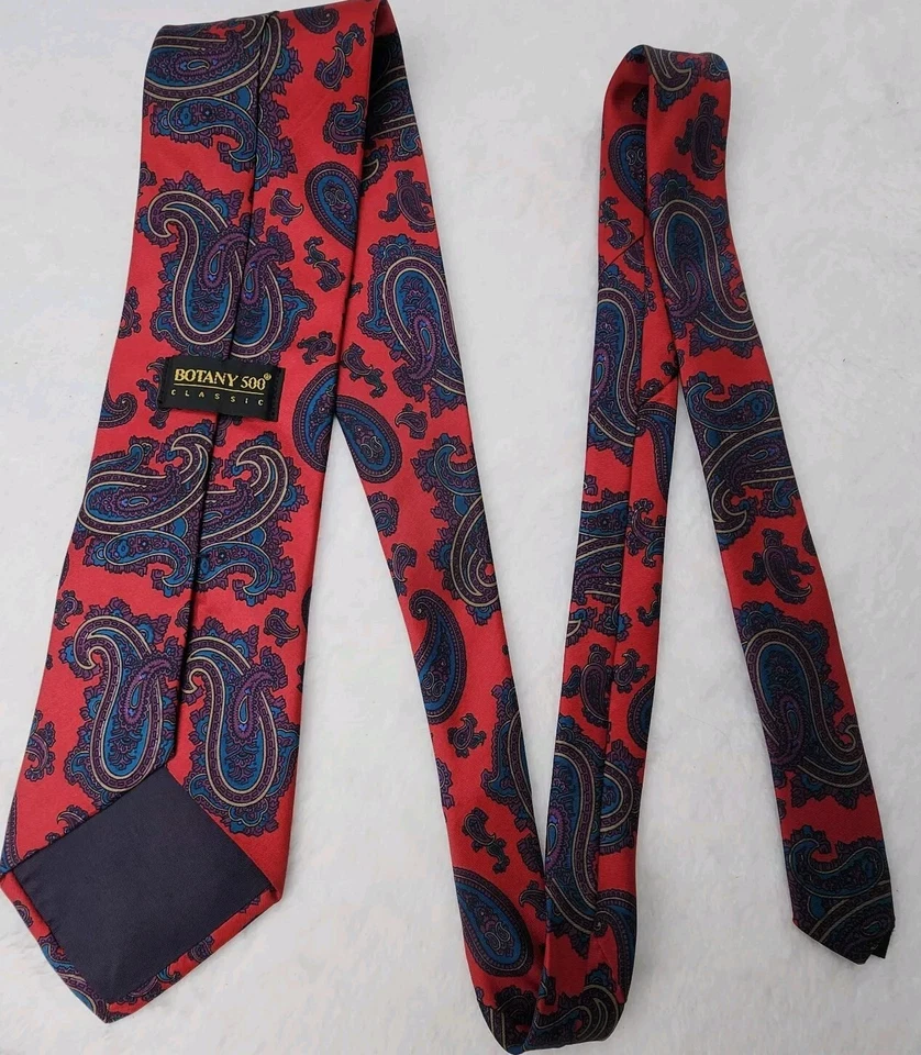 Botany 500 шелк 100% мужской красный/синий галстук с узором пейсли  - Изображение 3 из 4