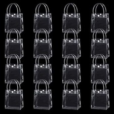 25Pc Clear PVC Gift Bags w/ Handles Transparent Gift Wrap Bags Reusable Tote Bag
