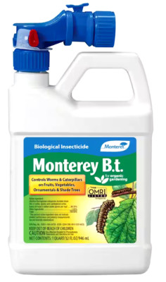 Monterey B.T. Biological Insecticide Safe to Spray on Vegetables & Fruit - 32 oz