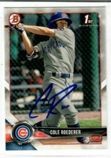 COLE ROEDERER 2018 Bowman Draft 1ST ROOKIE RC #BD-125 Signed Auto in Person CUBS