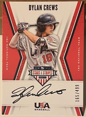 2019 USA STARS & STRIPES DYLAN CREWS RC ON CARD AUTO /499 QTY