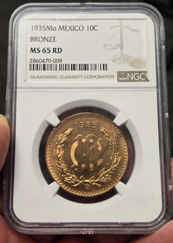 Mexico 1935 Mo 10 Centavos NGC MS65 RD