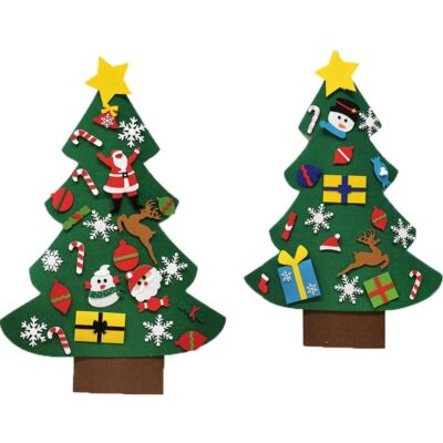 Albero Di Natale In Feltro Per Parete - Decorazione Fai Da Te Per Bambini, Set Di Ornamenti Rimovibili