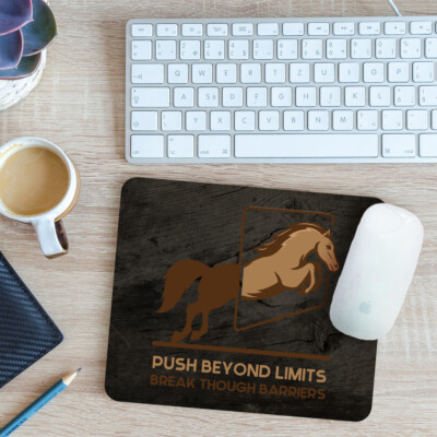 Pferde Maus Matte Pad Push Beyond Limits Inspirierend Geschenk 24 cm x 19 cm