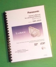 Owners Manual for Panasonic DMC-ZS25 Advanced Camera 163 Pages W/Clear Covers 