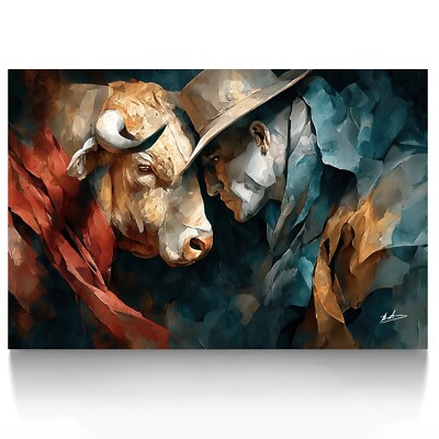Leinwand Bilder Stier Natur Stierkampf Abstrakt Tierbilder Wandbilder XXL  7980A