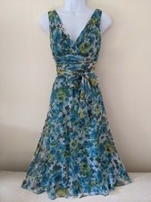 Ladies HOBBS Floral Fit & Flare 100% Silk Spring/Summer Occasion Dress Size UK10