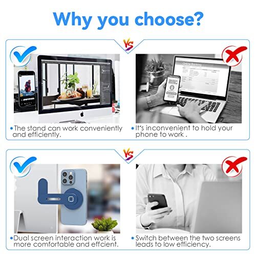 Magnetic Foldable Phone Holder for Laptop Adjustable Phone Monitor Side Mount