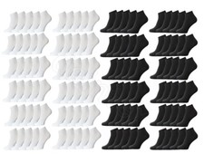 7 - 70 Paar Sneaker Sport Freizeit Socken Baumwolle Damen & Herren Schwarz Weiss