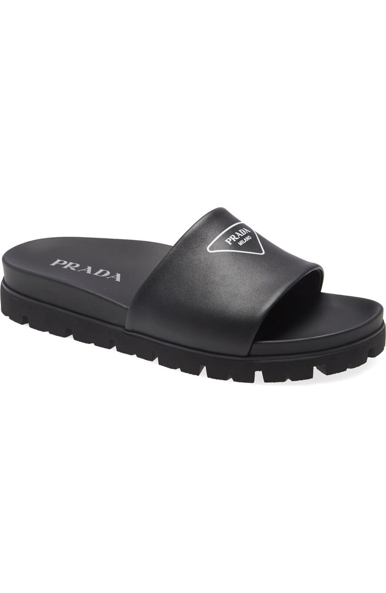 PRADA Logo Slide Sandal (Men) Size 12US / 11UK, NERO / BLACK  display picture 3