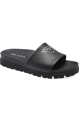 PRADA Logo Slide Sandal (Men) Size 12US / 11UK, NERO / BLACK 