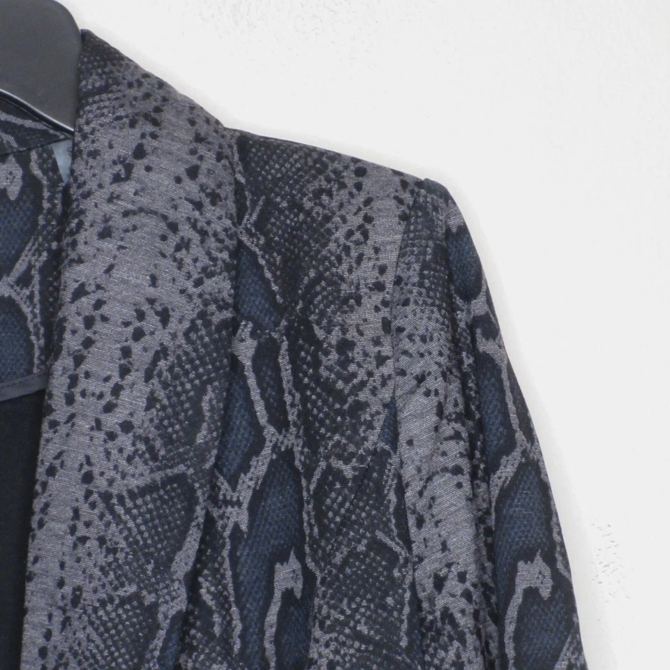 Blazer Bagatelle para mujer frente abierto manga larga estampado de serpiente negro/gris S B57 Foto 4 de 4