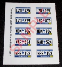 CURRENT STYLE SOUTH CAROLINA miniature LICENSE PLATES for 1/25 MODEL CARS—READ