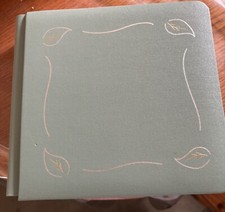 Creative Memories 7 x 7 album Pale Green with silver and gold leaves