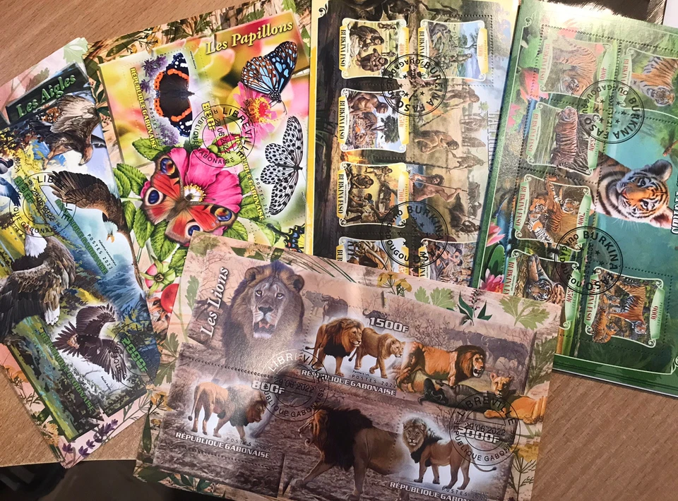 150 x  Fish / Butterflies / Birds / Animals / Lions / Cats / Dogs - S/S - CTO - Image 2 of 4