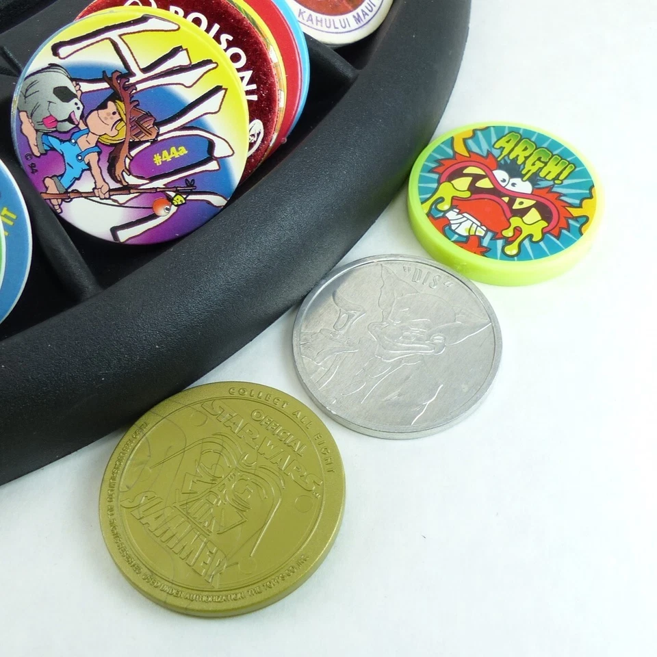 Lote de 100 Pogs, 6 Slammers Listo para Jugar Torneo Juego Tablero y Pad de los años 90 Foto 2 de 4