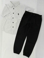Boys English Laundry $42 Casual S.S. Shirt & Black Jogger Pants 2Pc Set Sz 4 - 7