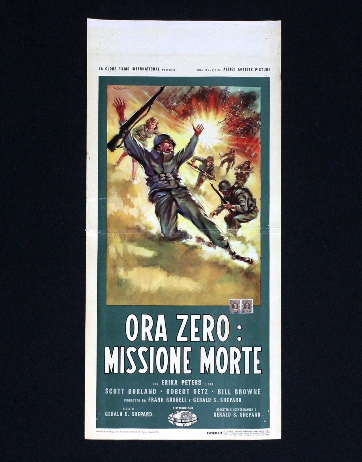 Locandina originale film ORA ZERO: MISSIONE MORTE (1962) - Regia di Gerald Shepard