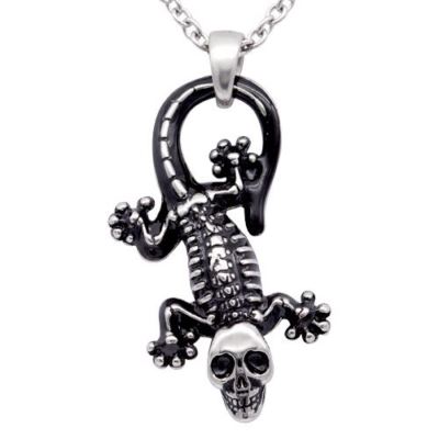 Lizard pendant skeleton black gecko skull necklace by Controse