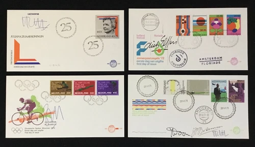 NETHERLANDS 1971/1973 - 4 x FDC - WITH SIGNATURE STAMP DESIGNER - VF