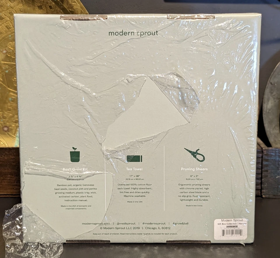 Modern Sprout Gift Box Collection Harvest - Basil Grow Kit + Shears + Towel NIB - Image 2 of 4