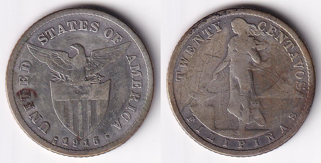 1915-S 20 Centavos US Philippine United States of America