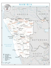 Namibia Political Administrative Province Road Rail City Country Map Poster