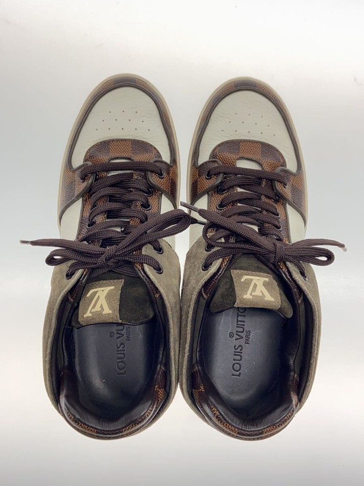 LOUIS VUITTON Low top sneakers Damier pattern Brown Leather eBay