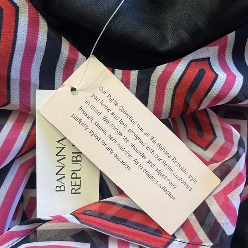 Banana Republic Damen Maxikleid ärmellos geometrisches Muster rosa rot 00P Petite - Bild 6 von 8