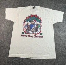Vintage Screen Stars Single Stitch T Shirt Size XL 'Have a Beary Christmas' 1990