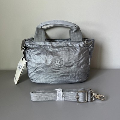 Kipling Ash Gray Sugar S II Crossbody Metallic Silver Dark Bag NWT