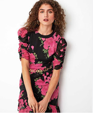 BNWT Rixo Evelyn Tiered Blossom Pink Midi Dress Size XL