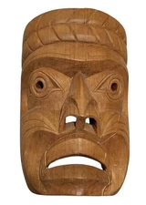 Vintage Ross Hunt Kwagiulth Native American Wooden Chief Mask Red Cedar