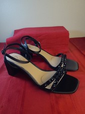 NWOB Jewel Badgley Mischka Honor Black Gemstone Block Heel Sandal Size 11