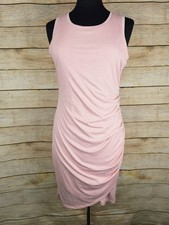 Nine West Pink Side Ruched Lined Casual Tshirt Dress Size Medium 