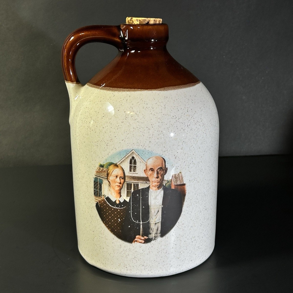 Vintage American Gothic Stoneware Jug Pitcher Farm Couple 10” | eBay