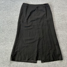 Talbots Skirt Womens 18 Black Wool A Line Lined Long Slit USA Workwear Vinatge