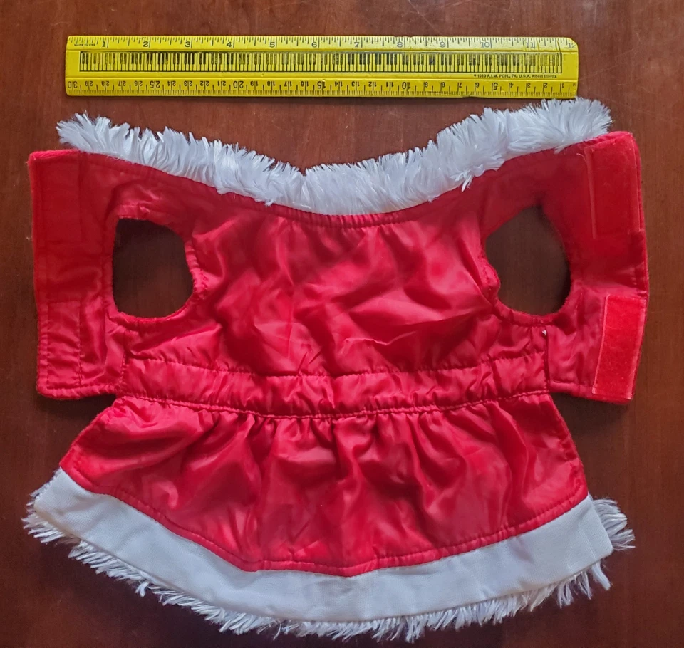 XXS Disfraz de Mascota de Navidad Estilo Mrs. Claus - Terciopelo Rojo Negro Lazo Blanco Piel Sintética Foto 4 de 4