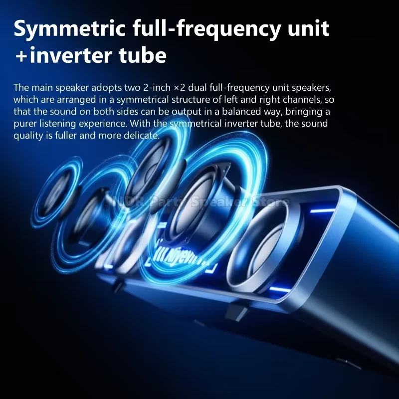 Mini Soundbar PC Altoparlanti USB Bluetooth 5.3 RGB Subwoofer Gaming Home - Immagine 3 di 4