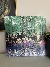 Unikat Abstract Fluid Acrylic Painting Auf Leinwand Modern Art 40x40