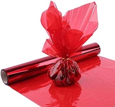 Red Cellophane Wrap Roll, 16 Inch X 100 Ft Translucent Colored Cellophane Wrappi
