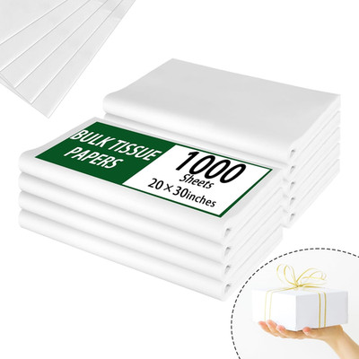 1000 Sheets 20''X30'' White Tissue Paper Bulk for Gift Bags Wrapping Paper, Birthd