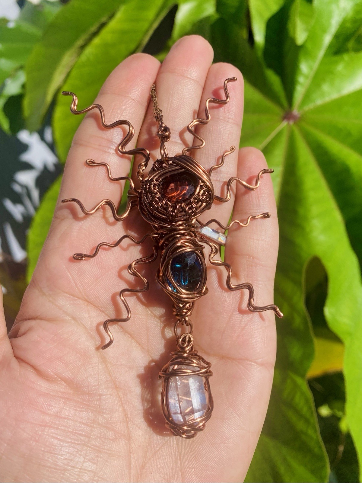 Handcrafted Copper Wire Wrapped Statement Pendant… - image 1