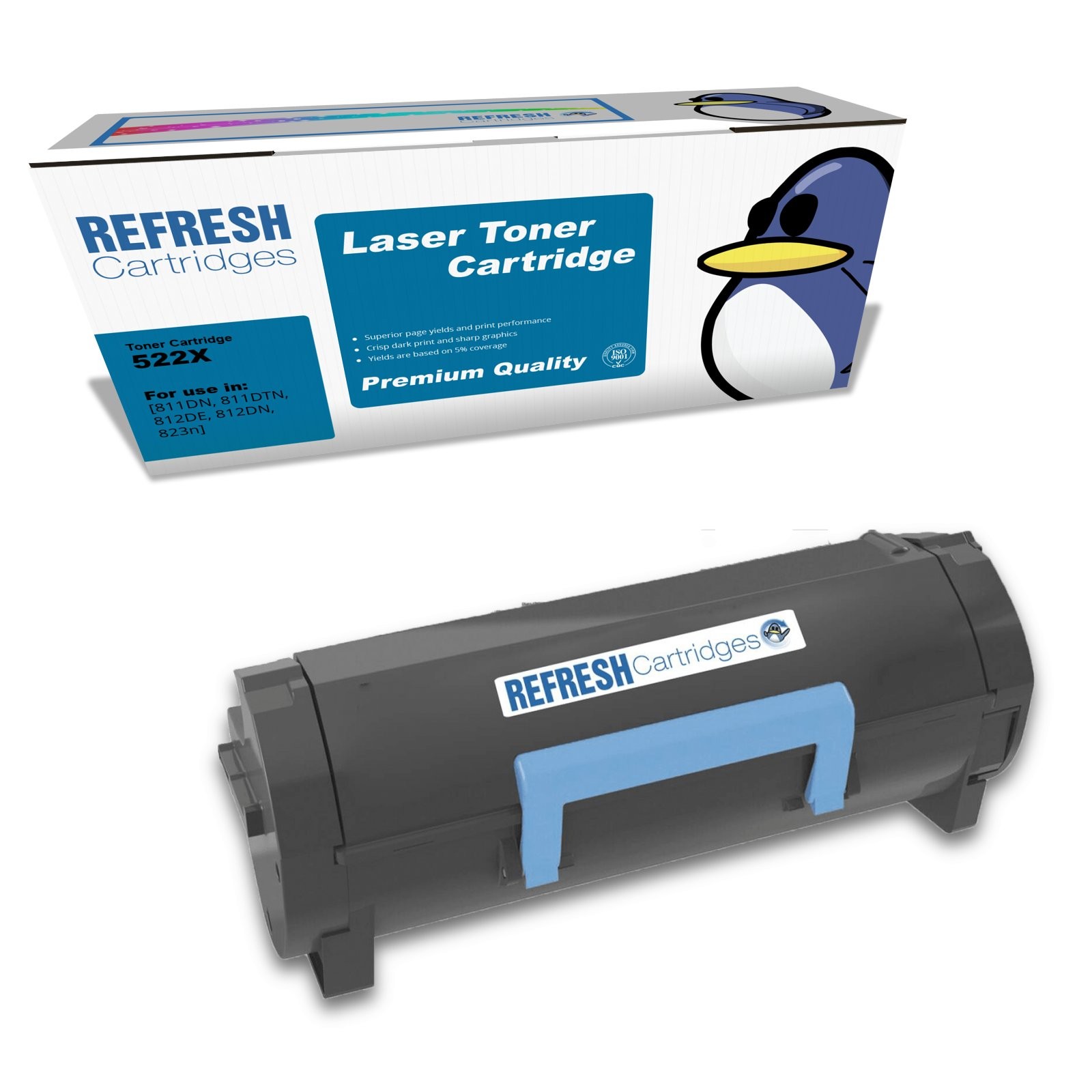 Refresh Cartridges Black 522X Toner Compatible With Lexmark Printers
