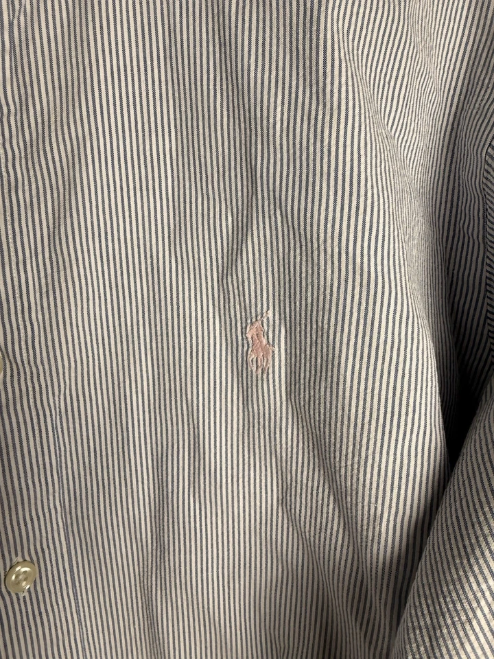 Camisa Rugby Ralph Lauren Seersucker Abotonada Manga Larga Talla XL Foto 2 de 4