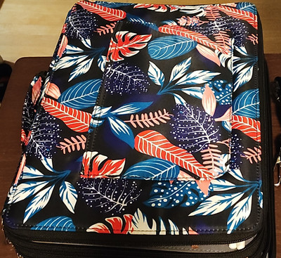 Multicolor Colored Pencils Set in Zippered Carry Case Floral Leaf Pattern