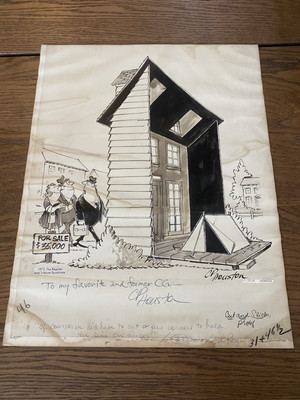 Clyde Peterson C P Houston original cartoon artwork 1973 Houston Chronical 17x13